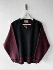 ARMANI JEANS - late 1990s TWO TONE MIXED KNIT V NECK JUMPER