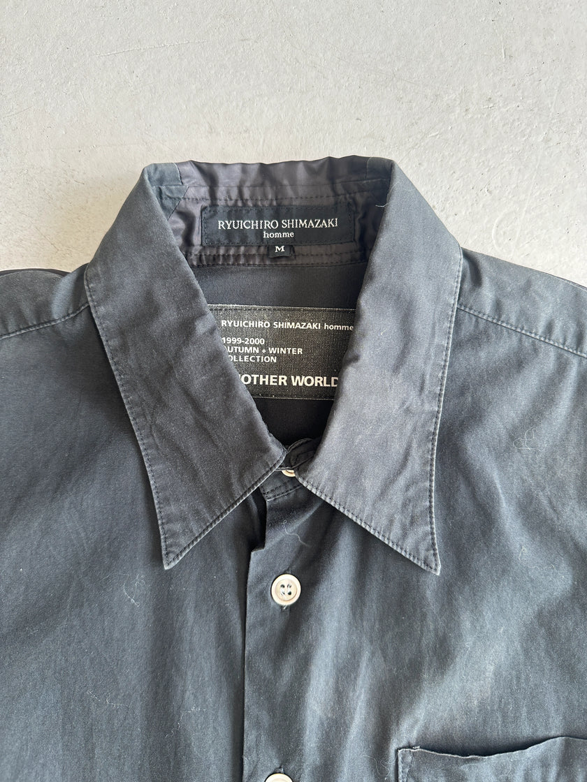 RYUICHIRO SHIMAZAKI - A/W 1999-2000 CONTRASTING NYLON BACK LONG SLEEVE SHIRT