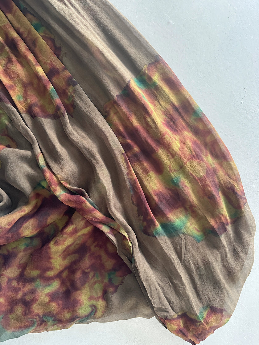 DRIES VAN NOTEN - 2000s PLEATED SILK SKIRT