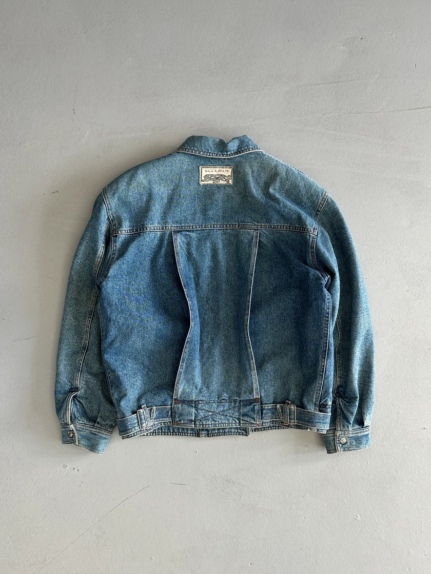 KRIZIA - 1980s DOUBLE BREASTED DENIM BOMBER JACKET