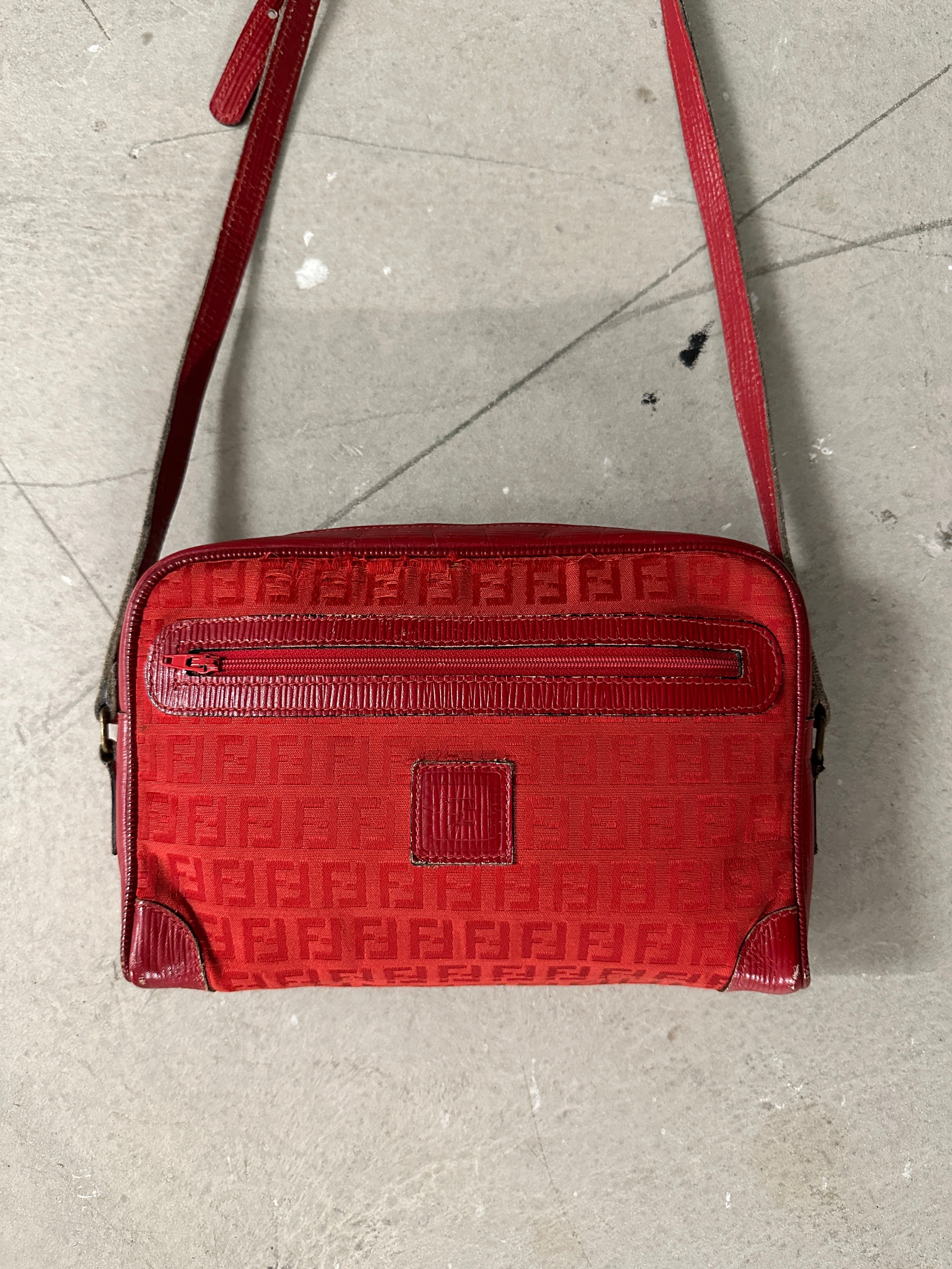 FENDI - 1970s MONOGRAM PRINT MESSENGER BAG