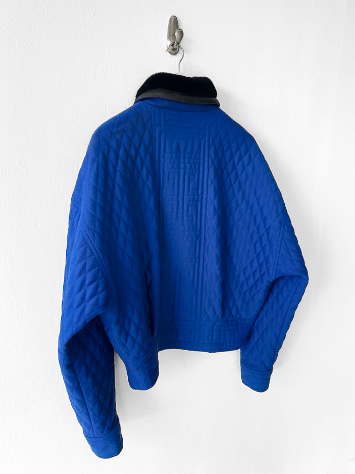 ISTANTE by GIANNI VERSACE - early 1990s CROP FIT BOMBER JACKET WITH CONTRASTING PLUSH COLLAR