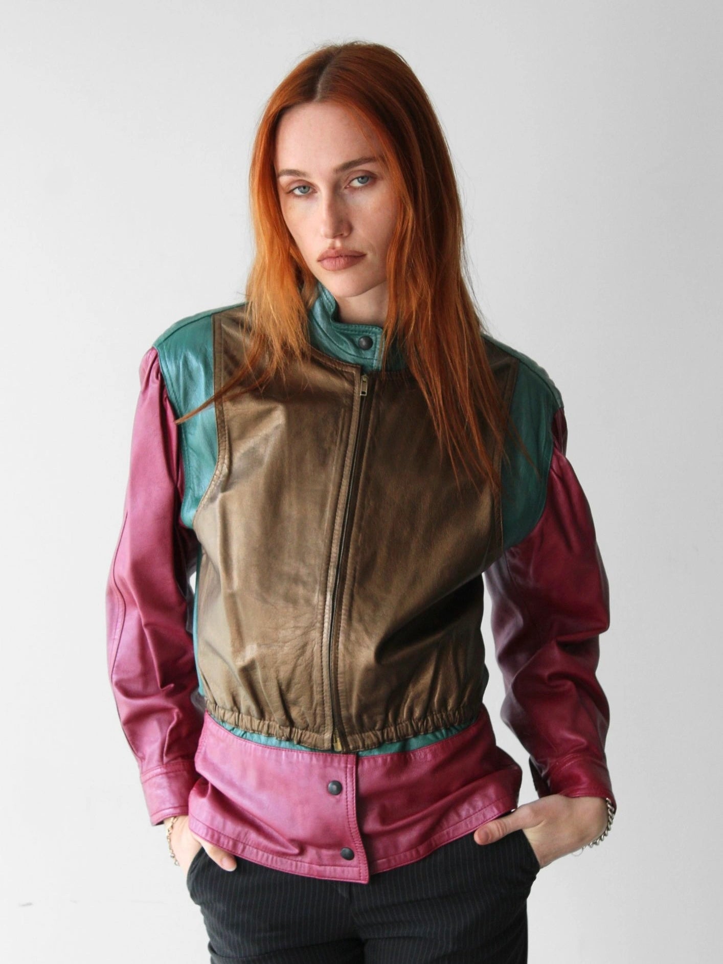 GIORGIO ARMANI – early 1980s COLOUR BLOCK LEATHER JACKET