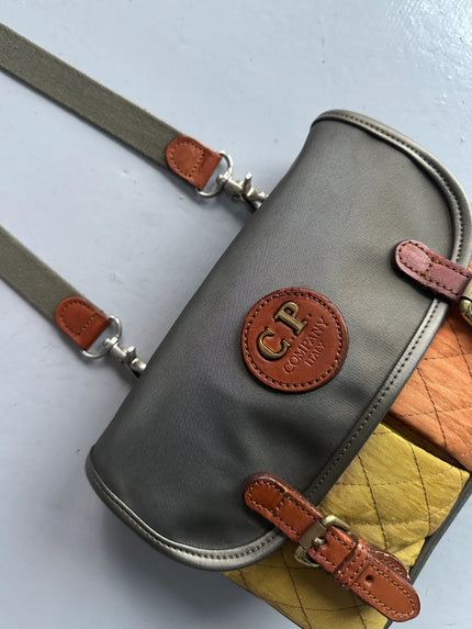 C.P. COMPANY - 1980s MESSENGER BAG WITH CONTRASTING QUILTED FRONT POCKETS