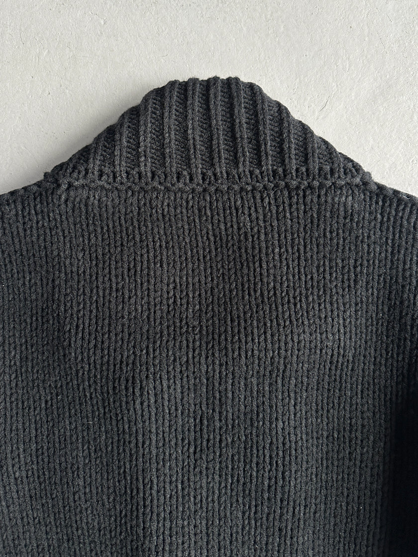 TRUSSARDI - 2000s DOUBLE BREASTED CHUNKY KNIT CARDIGAN