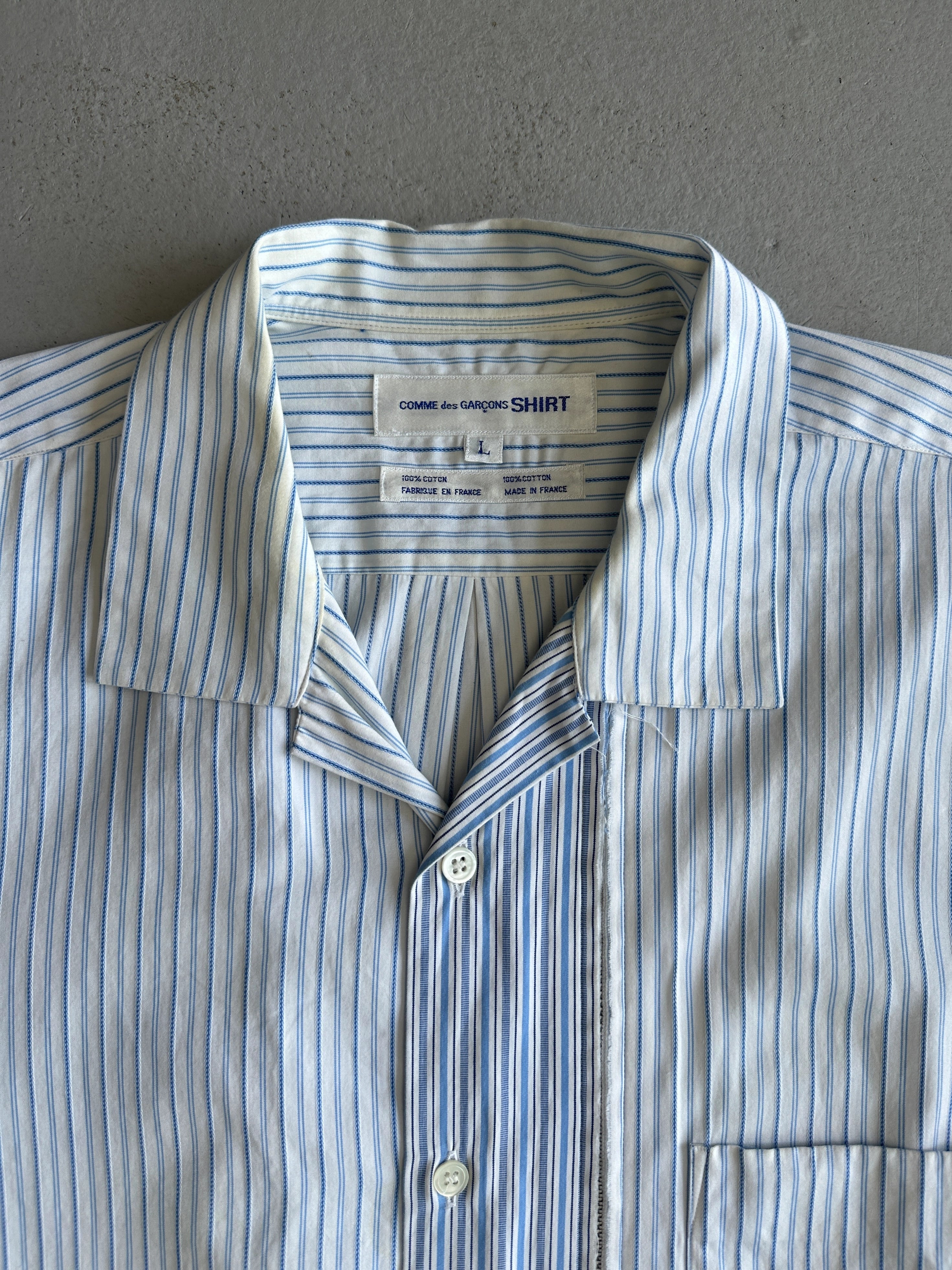 COMME DES GARÇONS - F/W 2009 OVERSIZED STRIPED SHIRT WITH ZIP CONTRASTING PANEL