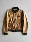 JOHN RICHMOND X - F/W 2005 LEATHER BIKER JACKET WITH KNITTED COLLAR