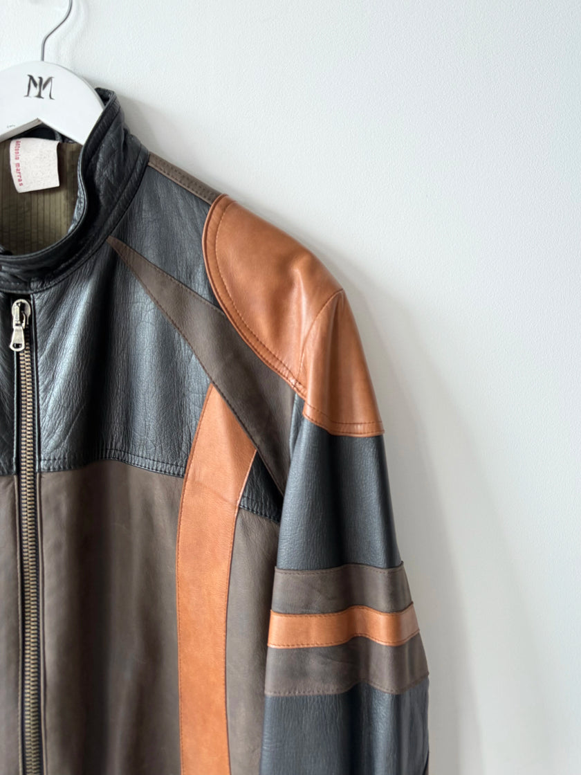ANTONIO MARRAS - early 2000s PANELED LEATHER BIKER JACKET