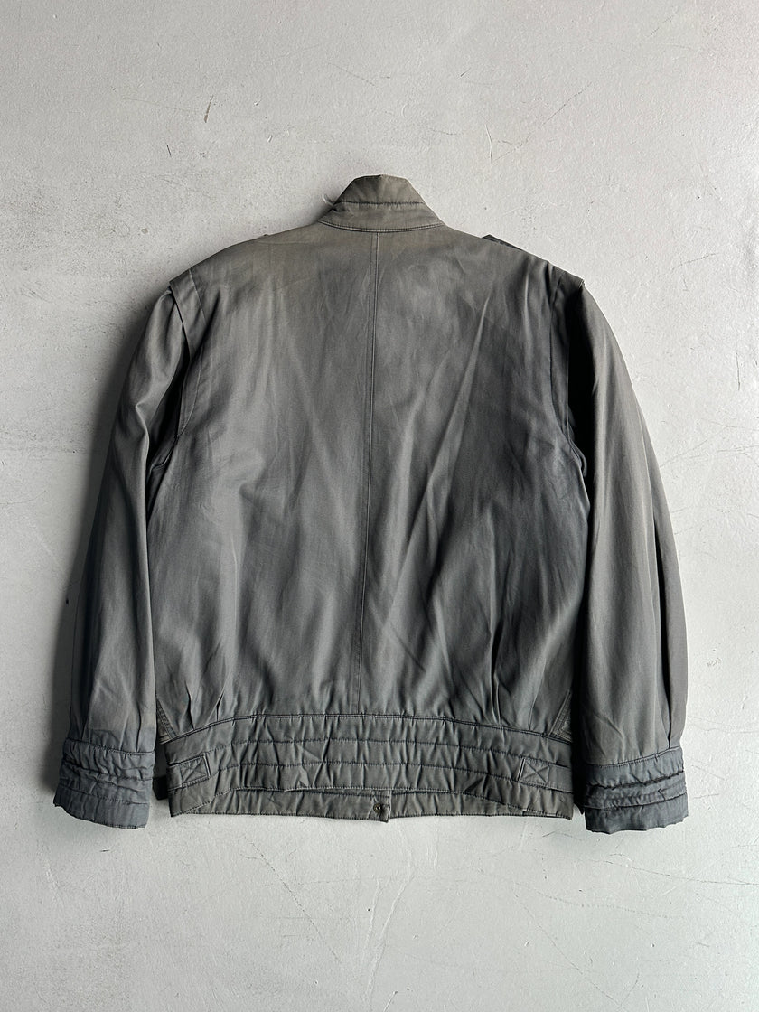 ESCADA - 1980s CONTRASTING LEATHER FRONT LAYERED JACKET