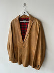 DOLCE & GABBANA - early 2000s DISTRESSED LEATHER BLAZER WITH TARTAN LINING