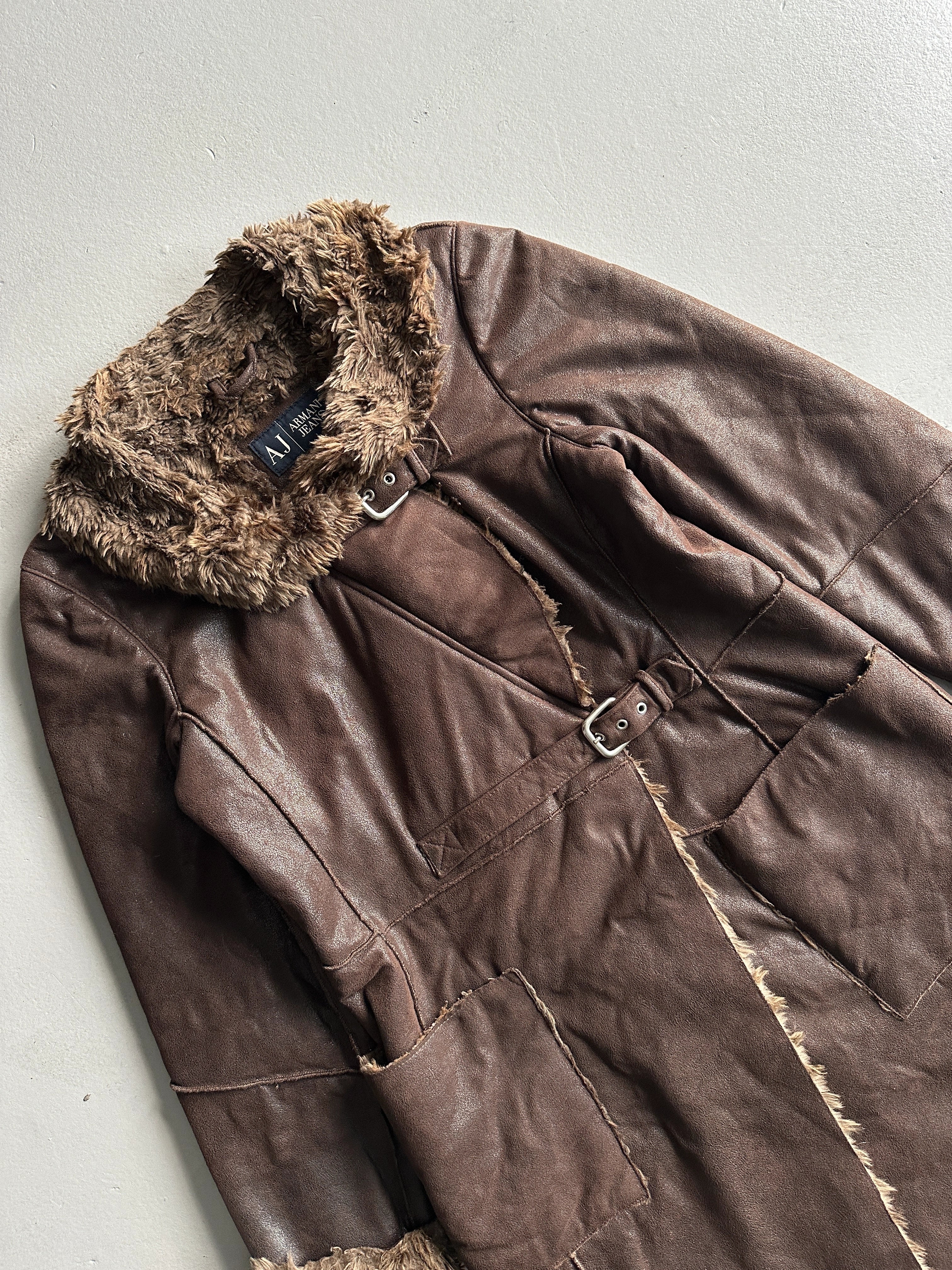 ARMANI JEANS  - 1990s FAUX LONG SHEARLING JACKET