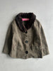 JUNYA WATANABE COMME DES GARÇONS MAN - A/W 2004 FUR COLLAR TWEED BLAZER WITH OVERSIZED BUTTONS