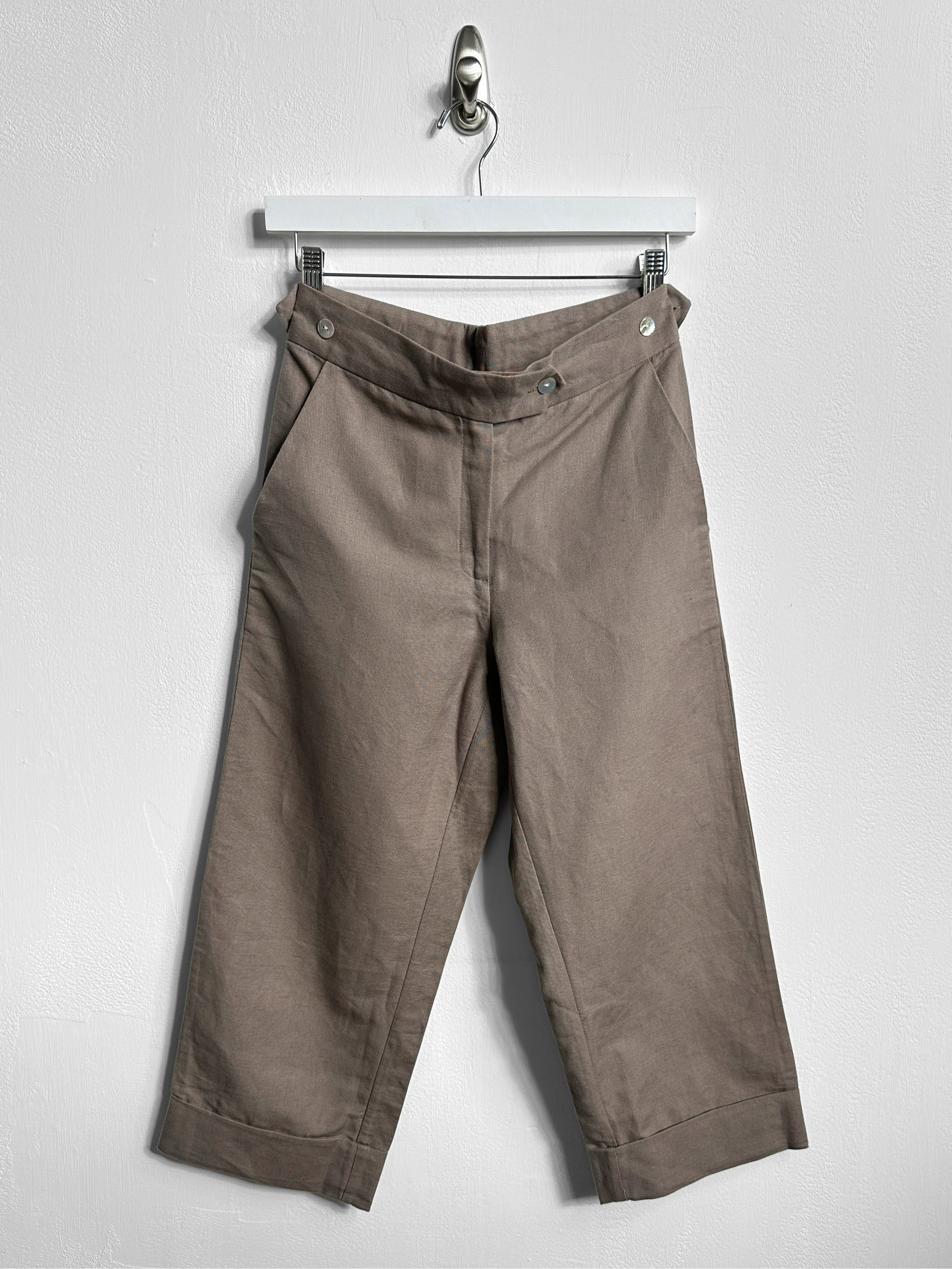 1990s LINEN CROPPED TROUSERS
