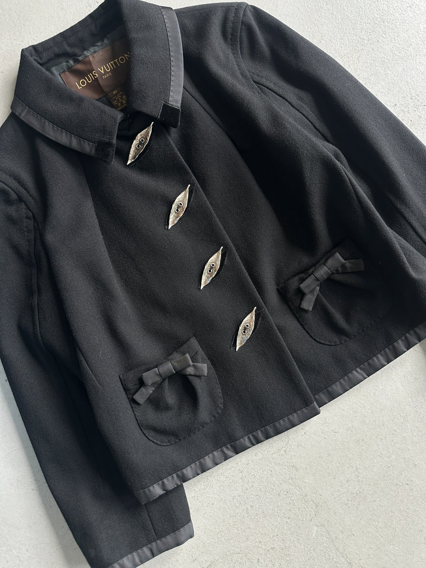 LOUIS VUITTON by MARC JACOBS - A/W 2004 CROP FIT WOOL BLAZER WITH LEAF BUTTONS DETAIL