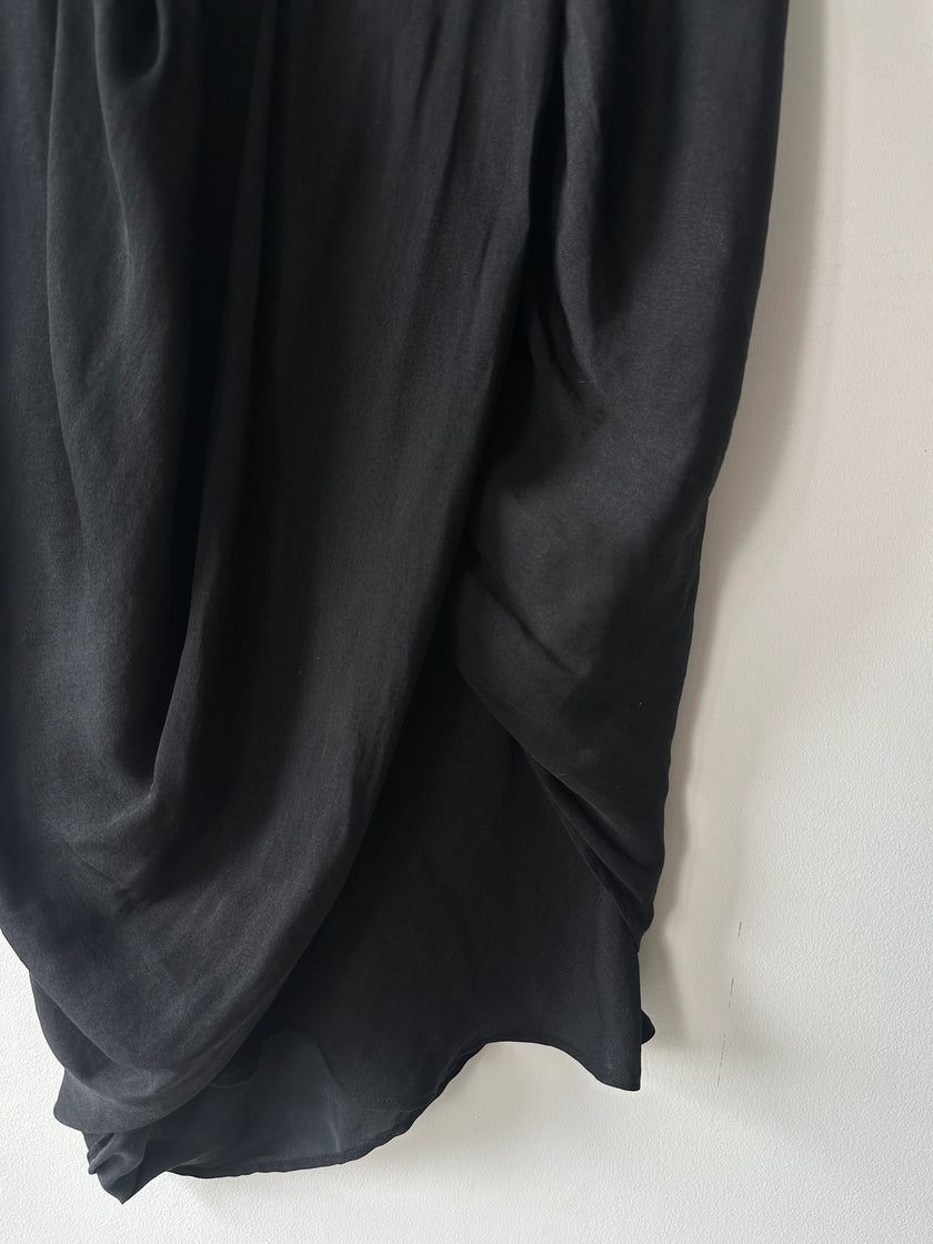 COP COPINE - 2000s ASYMMETRIC SATIN DRESS WITH CHAIN NECKLINE