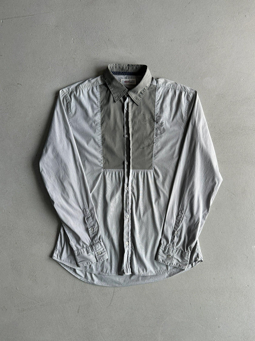 KENZO - 2000s CONTRASTING PANEL LONG SLEEVE SHIRT