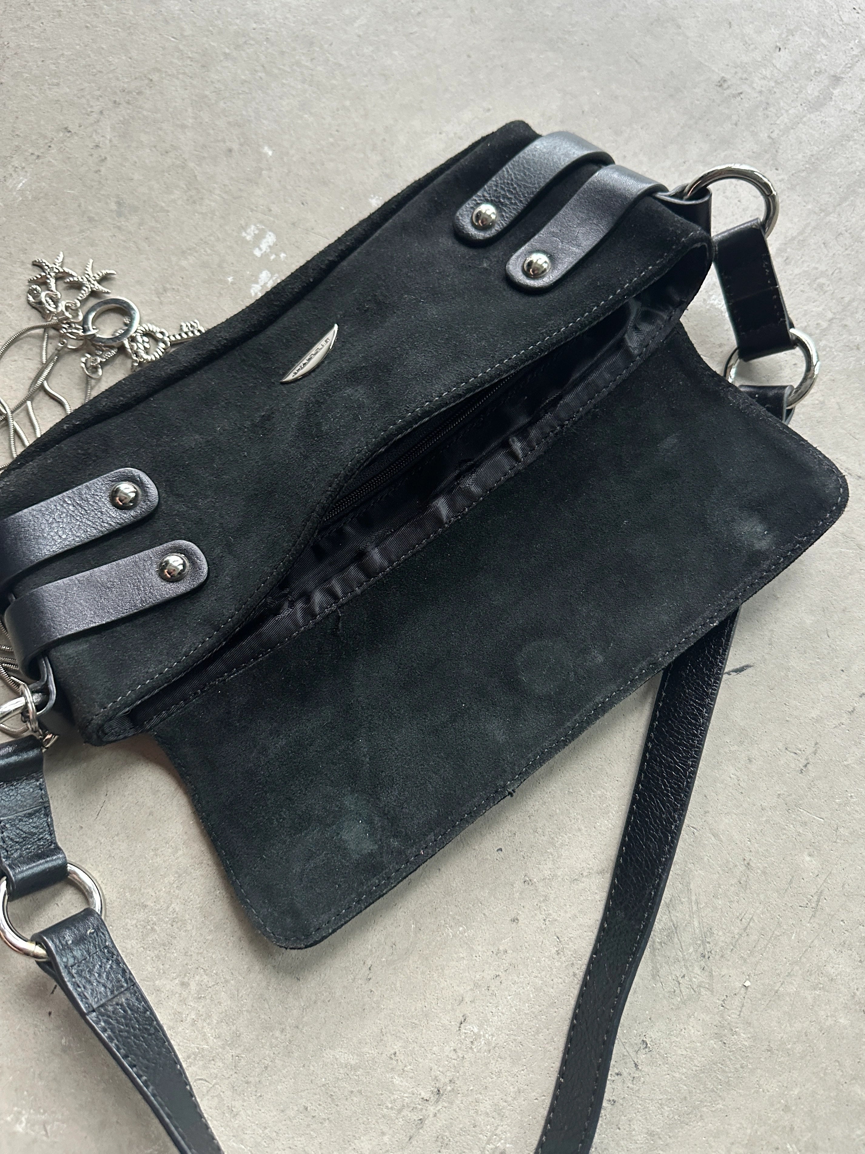 2000s SUEDE SHOULDER BAG WITH CHARMS