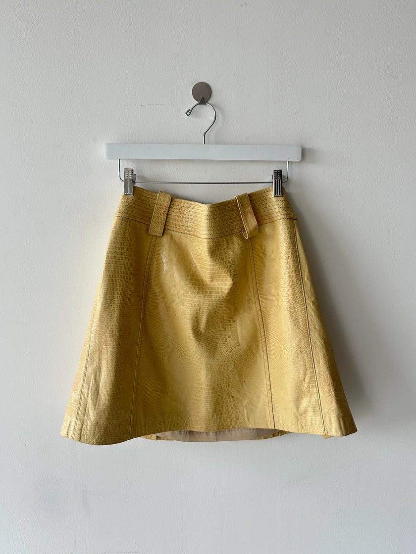 DOLCE & GABBANA - S/S 2004 EMBOSSED LEATHER MINI SKIRT