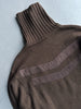 VERSACE - 2000s KNIT TURTLENECK TOP WITH CHEVRON BRUSHED LEATHER APPLIQUÉS