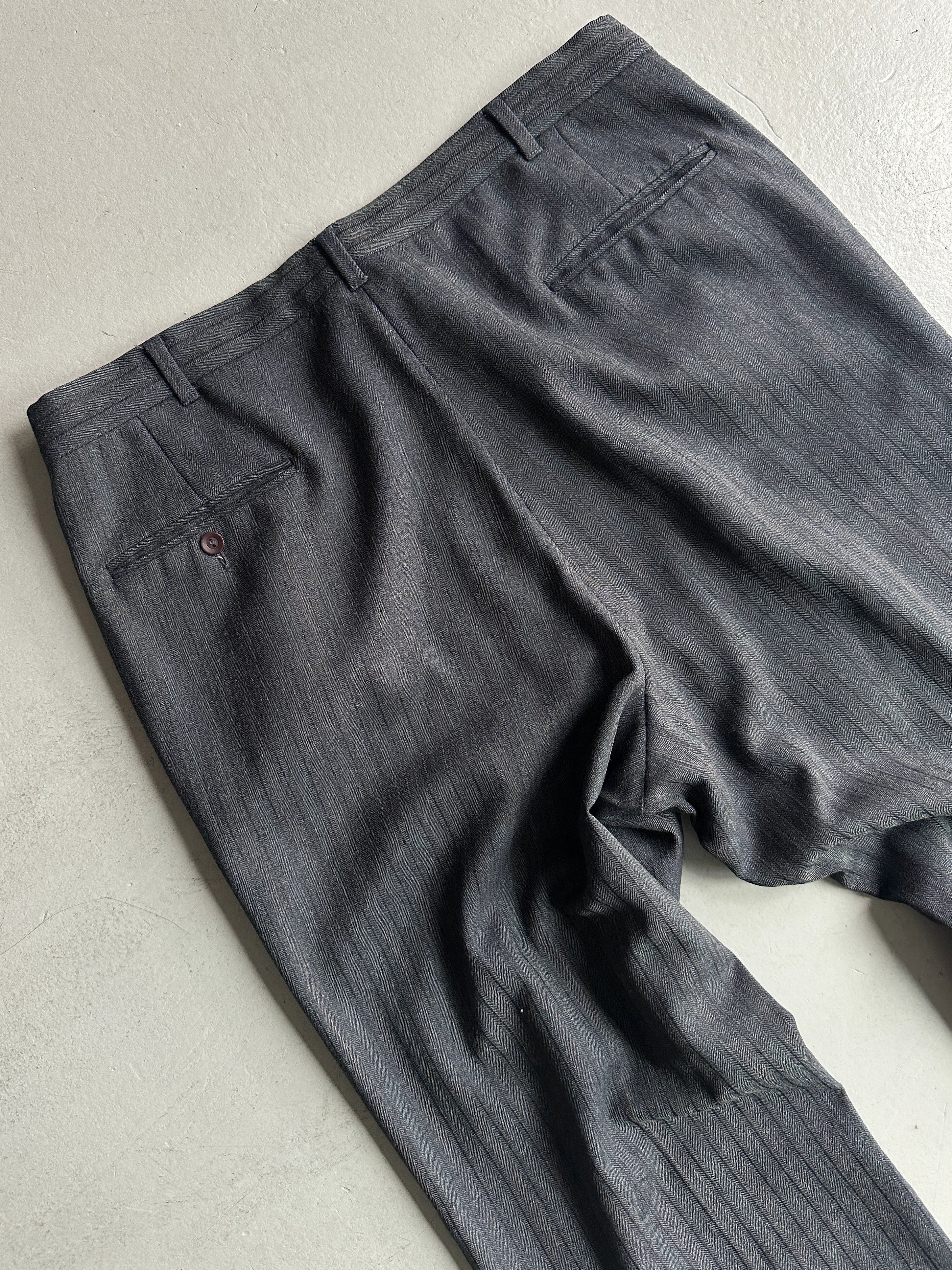 1990s PINSTRIPED STRAIGHT FIT TAILORED TROUSERS