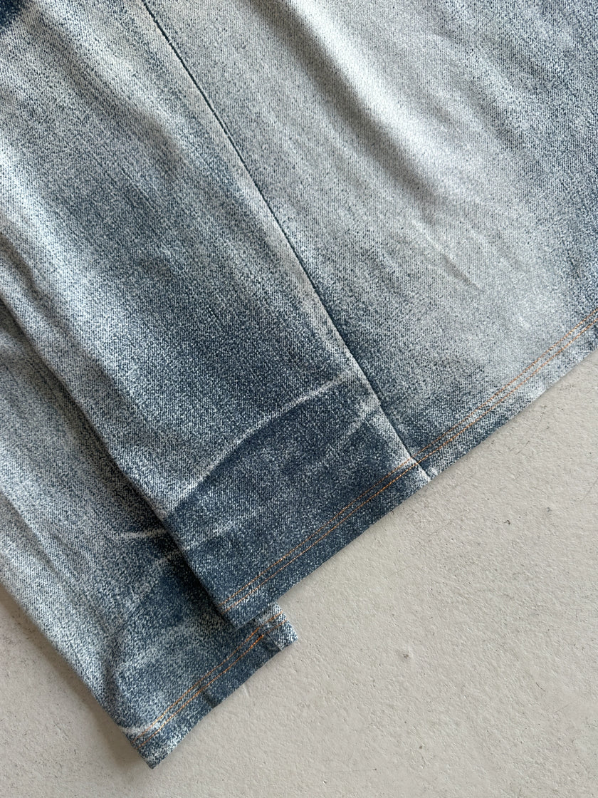 ROBERTO CAVALLI - 2000s DENIM PRINT LONG SLEEVE TOP