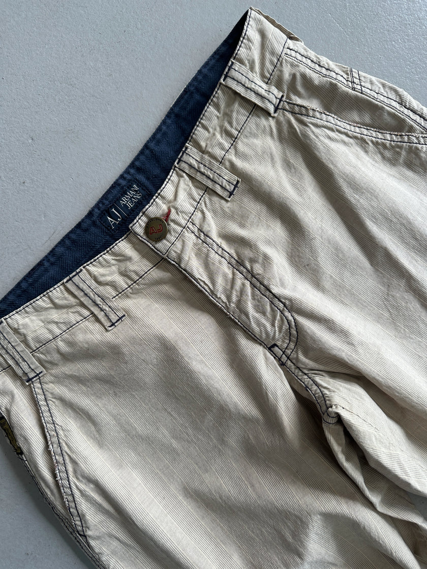 ARMANI JEANS - 1990s CONTRAST STITCHING REGULAR FIT TROUSERS