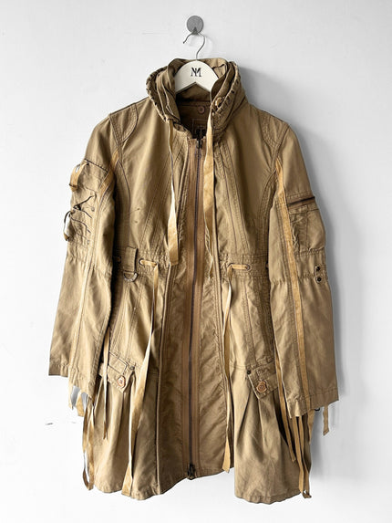 MARITHÉ + FRANÇOIS GIRBAUD - 2000s COTTON PARKA WOTH BONDAGE DETAILS