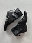 MARITHÉ + FRANÇOIS GIRBAUD - early 2000s SOFT LEATHER ANKLE BOOTS WITH LACE WRAPAROUND DETAILING