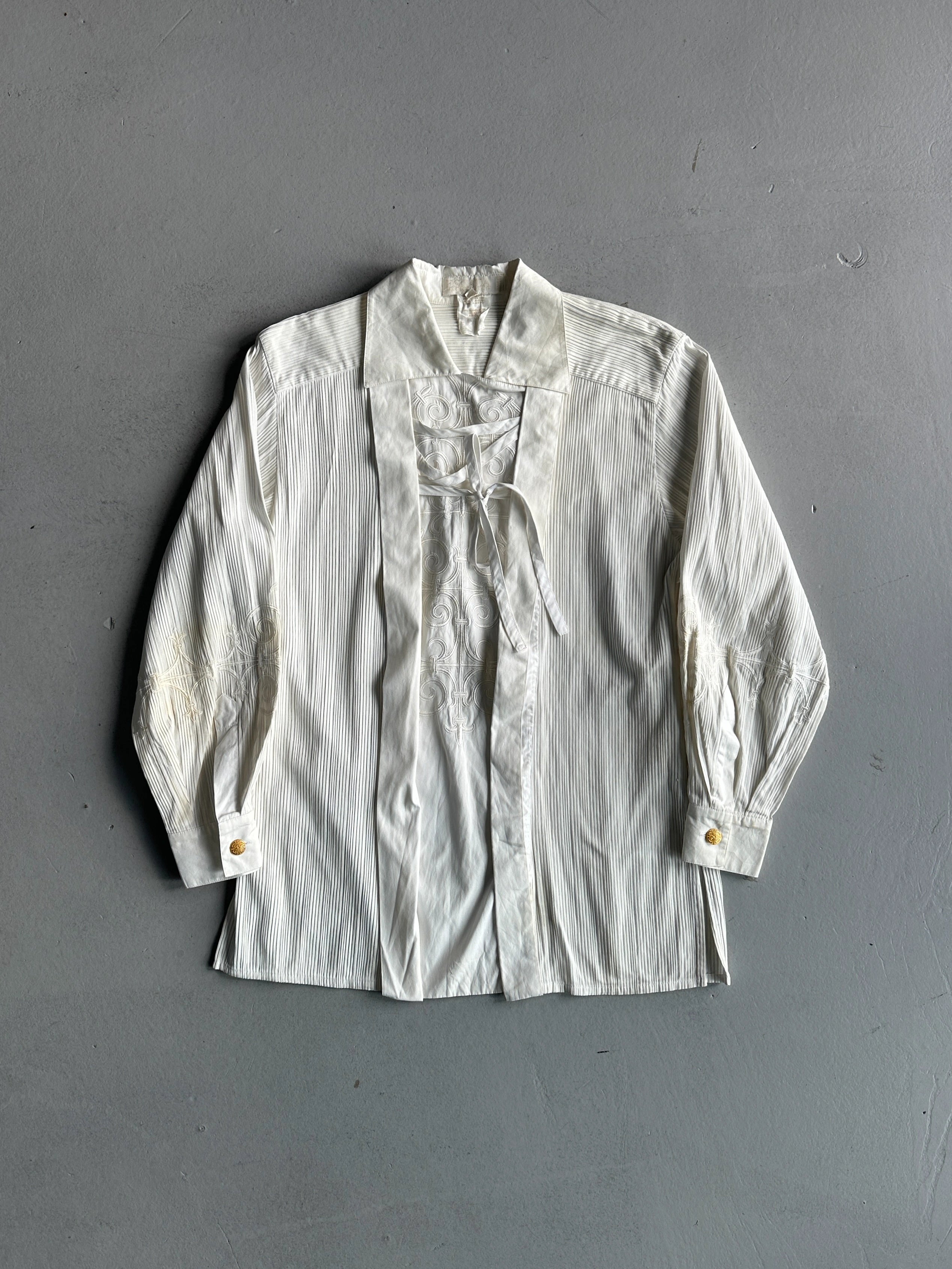 ESCADA - 1980s EMBROIDERED PLEATED BLOUSE