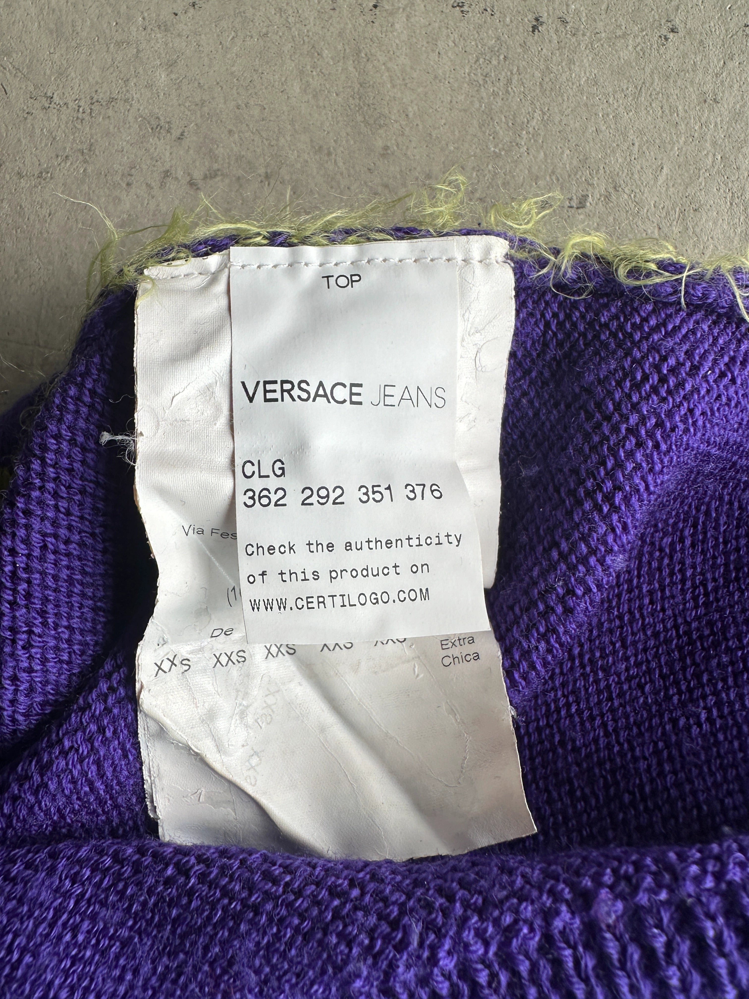 VERSACE JEANS - 2000s ROUND NECK NEON KNIT JUMPER