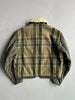 GIANFRANCO FERRÉ - 1980s FUR COLLAR PLAID JACKET WITH CONTRASTING NYLON SLEEVE