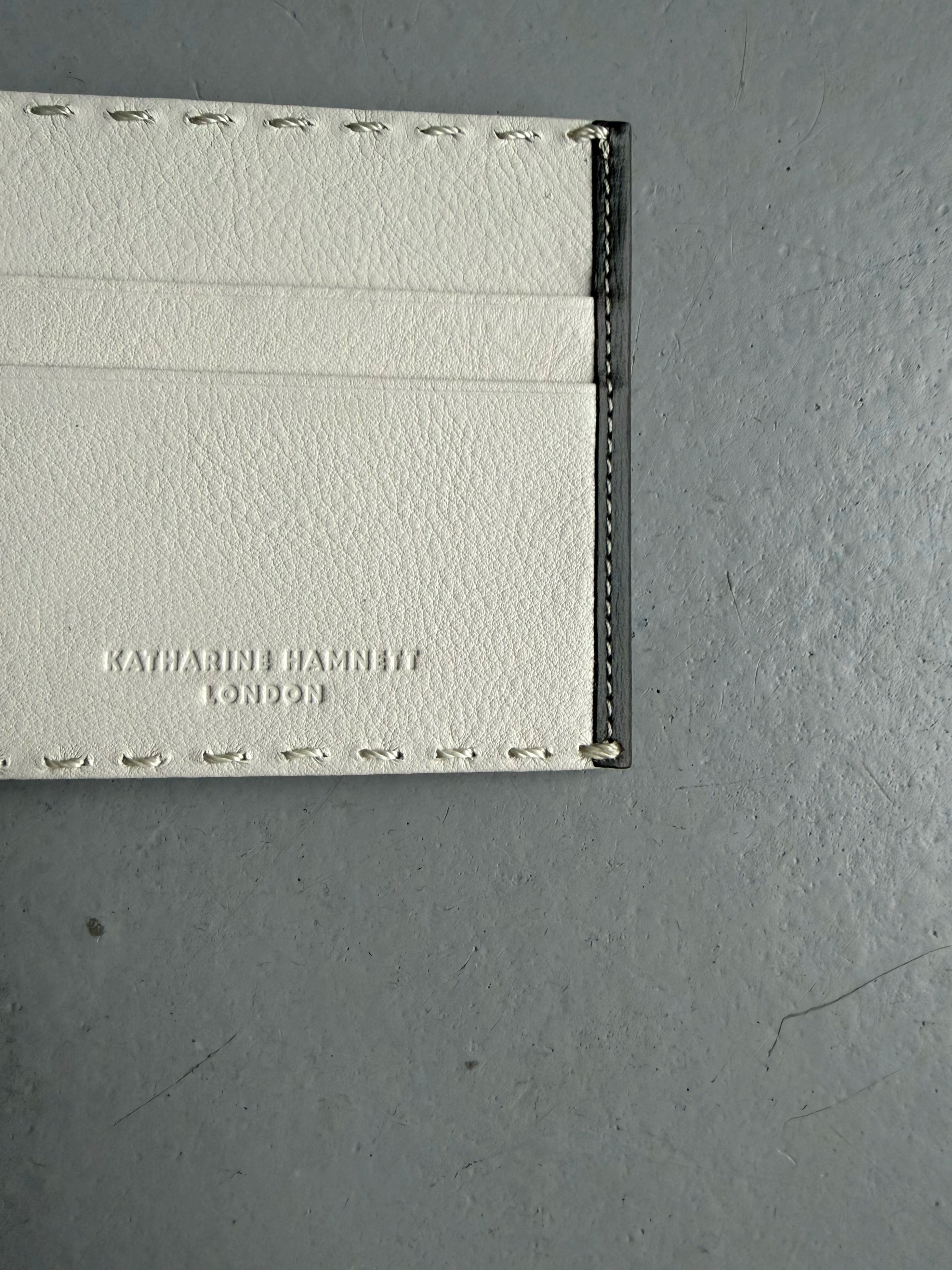 KATHARINE HAMNETT - 1990s LEATHER WALLET WITH STITCHING DETAILS