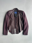 SHARON WAUCHOB - 2000s LEATHER FRONT DRAPED BLAZER