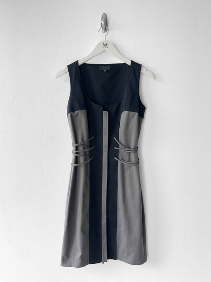 JOHN RICHMOND - 2000s PANELLED DRESS WITH LACING DETAILS AT WAIST