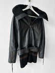 JAPANESE LABEL - late 1990s LEATHER JACKET WITH KNITTED HEM AND ZIP AT BACK