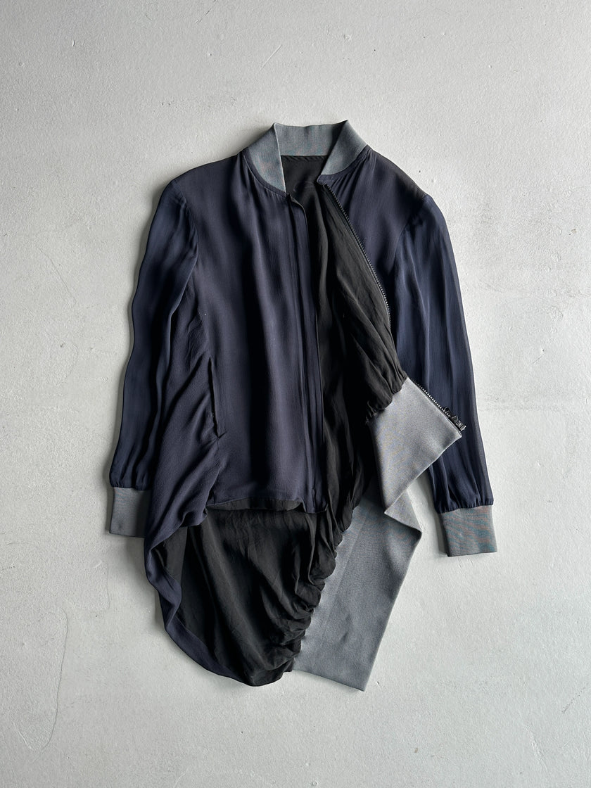 YOHJI YAMAMOTO - S/S 2001 ASYMMETRICAL SILK BLOUSE CARDIGAN