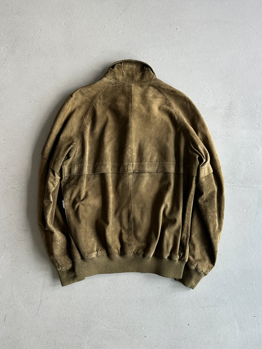 1980s DROPPED SHOULDERS SUEDE BUTTONED JACKET