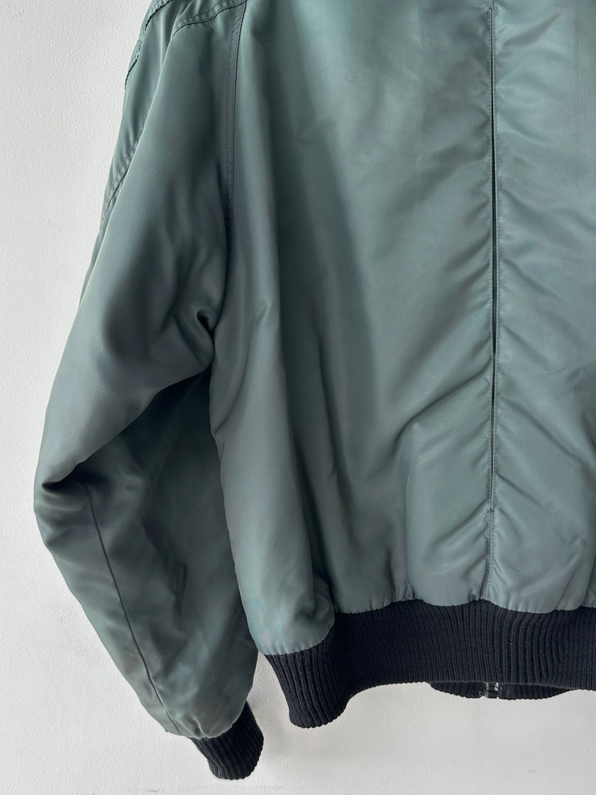 ITALIAN LABEL - 1980s NYLON BOMBER JACKET WITH SHEARLING COLLAR