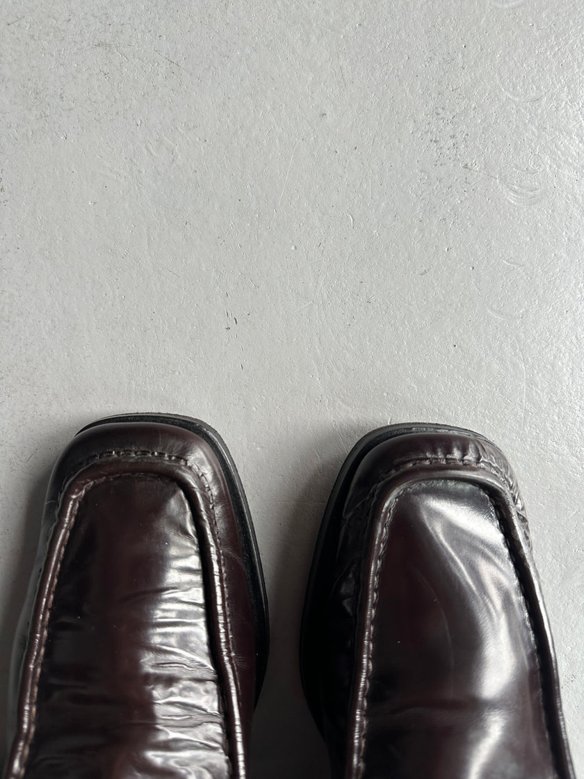 GUCCI - 1980s SQUARE TOE HORSEBIT LOAFERS