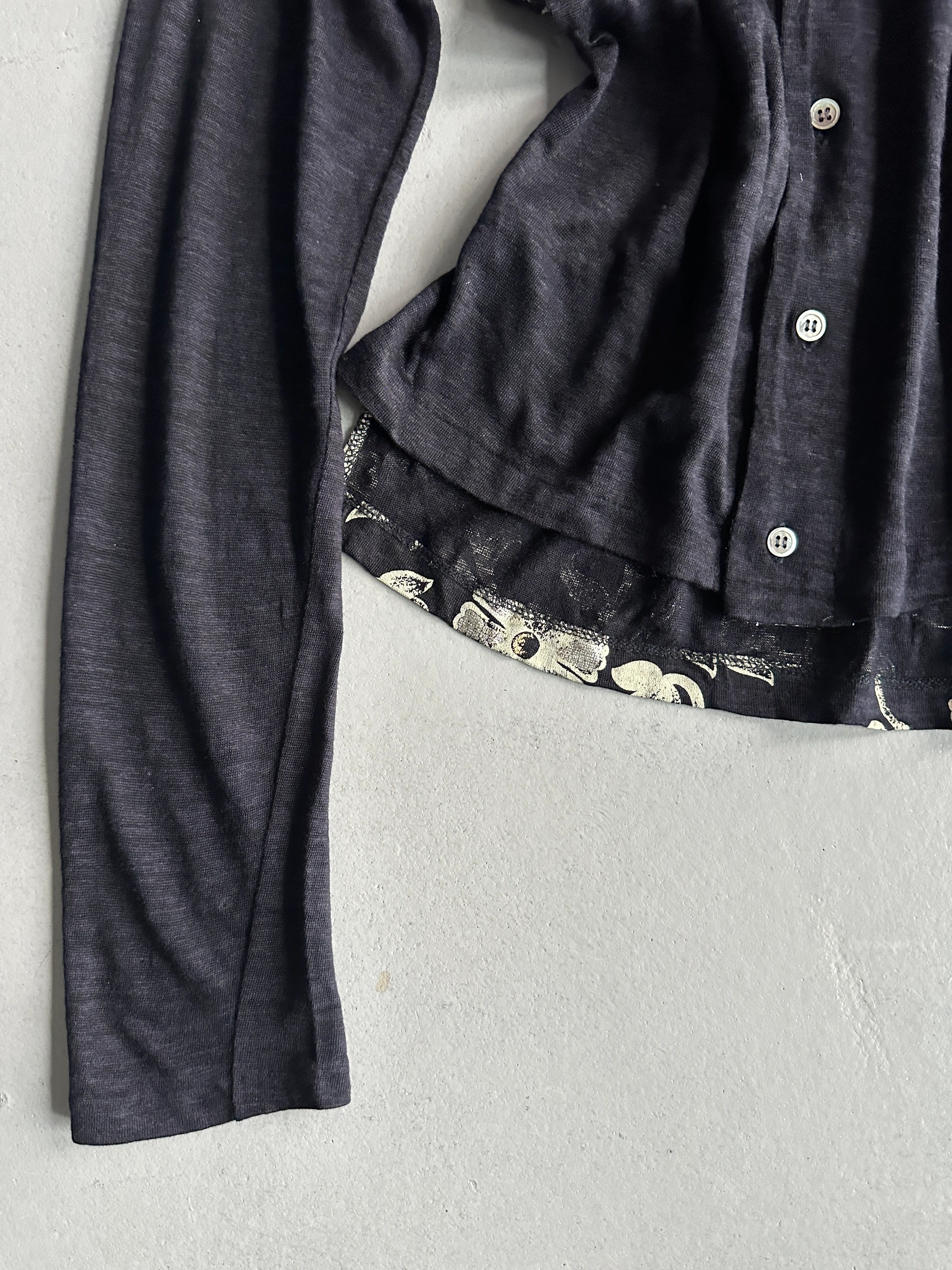 YOHJI YAMAMOTO Y's - S/S 2002 FLORAL BACK LINEN CARDIGAN