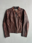 EMPORIO ARMANI - F/W 2005 BIKER LEATHER JACKET WITH SNAKESKIN DETAILS