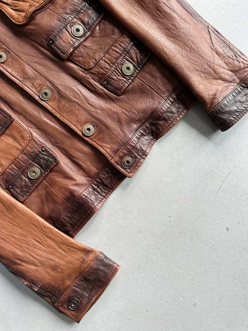 GAETANO NAVARRA - S/S 2007 MULTI POCKET DISTRESSED LEATHER JACKET