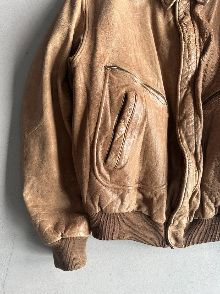 EMPORIO ARMANI - 1980s LEATHER BOMBER JACKET