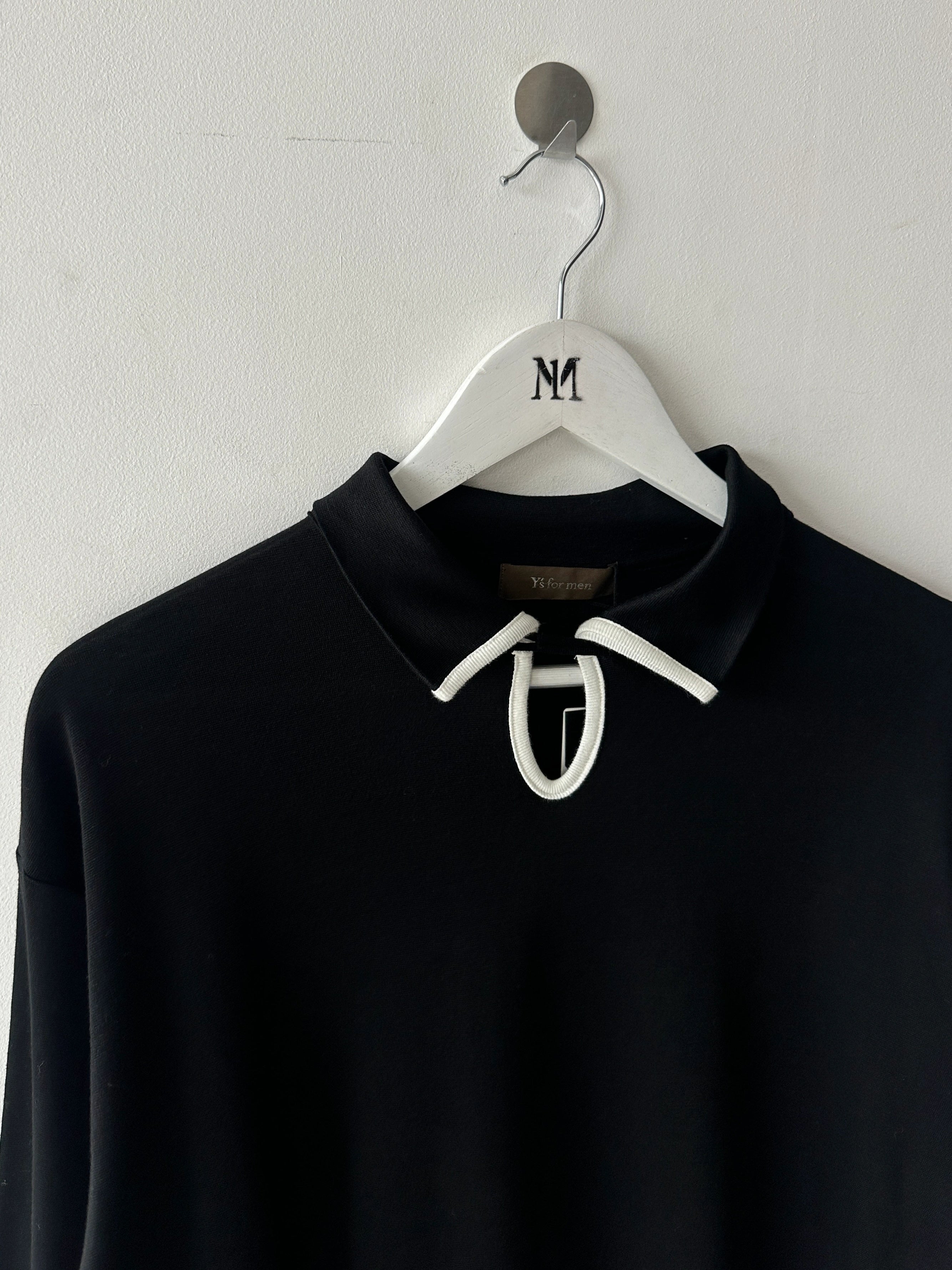 YOHJI YAMAMOTO Y'S - early 1990s LONG SLEEVE TOP WITH BUTTON DETAIL AT COLLAR