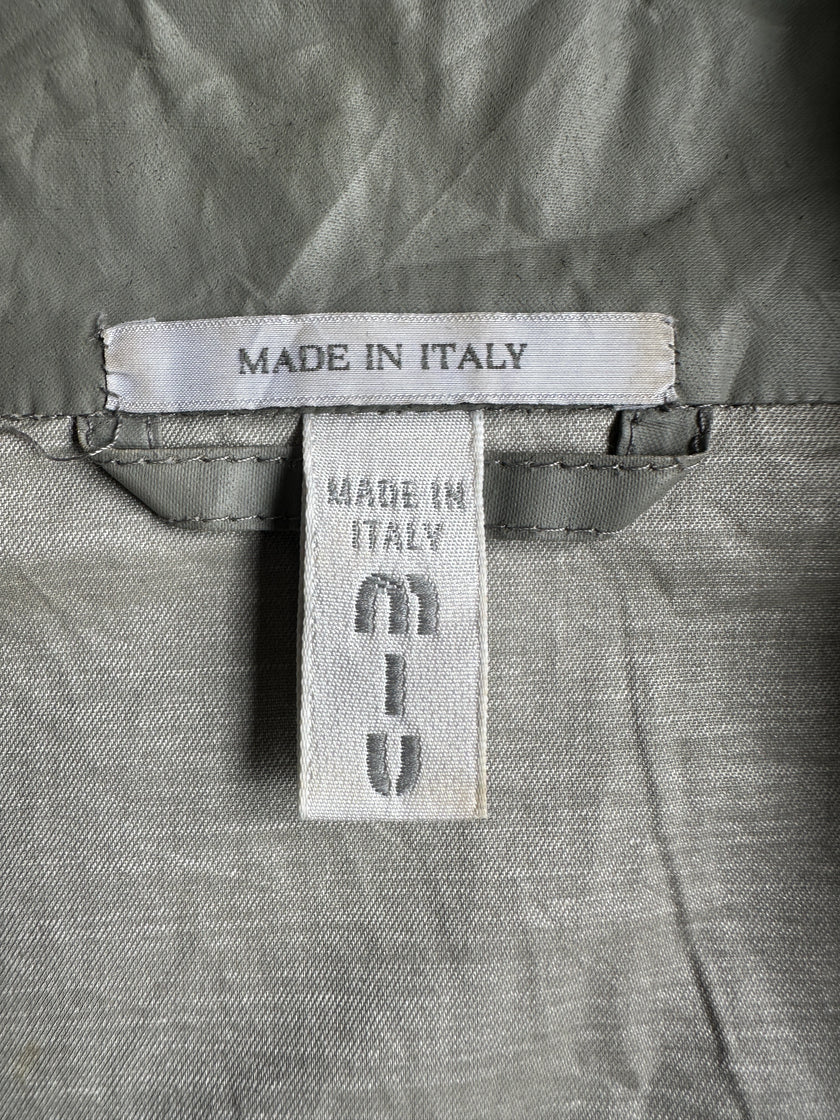 MIU MIU -  S/S 1999 METALLIC SILVER STRAIGHT FIT WAXED JACKET