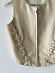 GIANFRANCO FERRÉ - 1990s FAUX LEATHER ZIPPED VEST GILET WITH LACE DETAILING