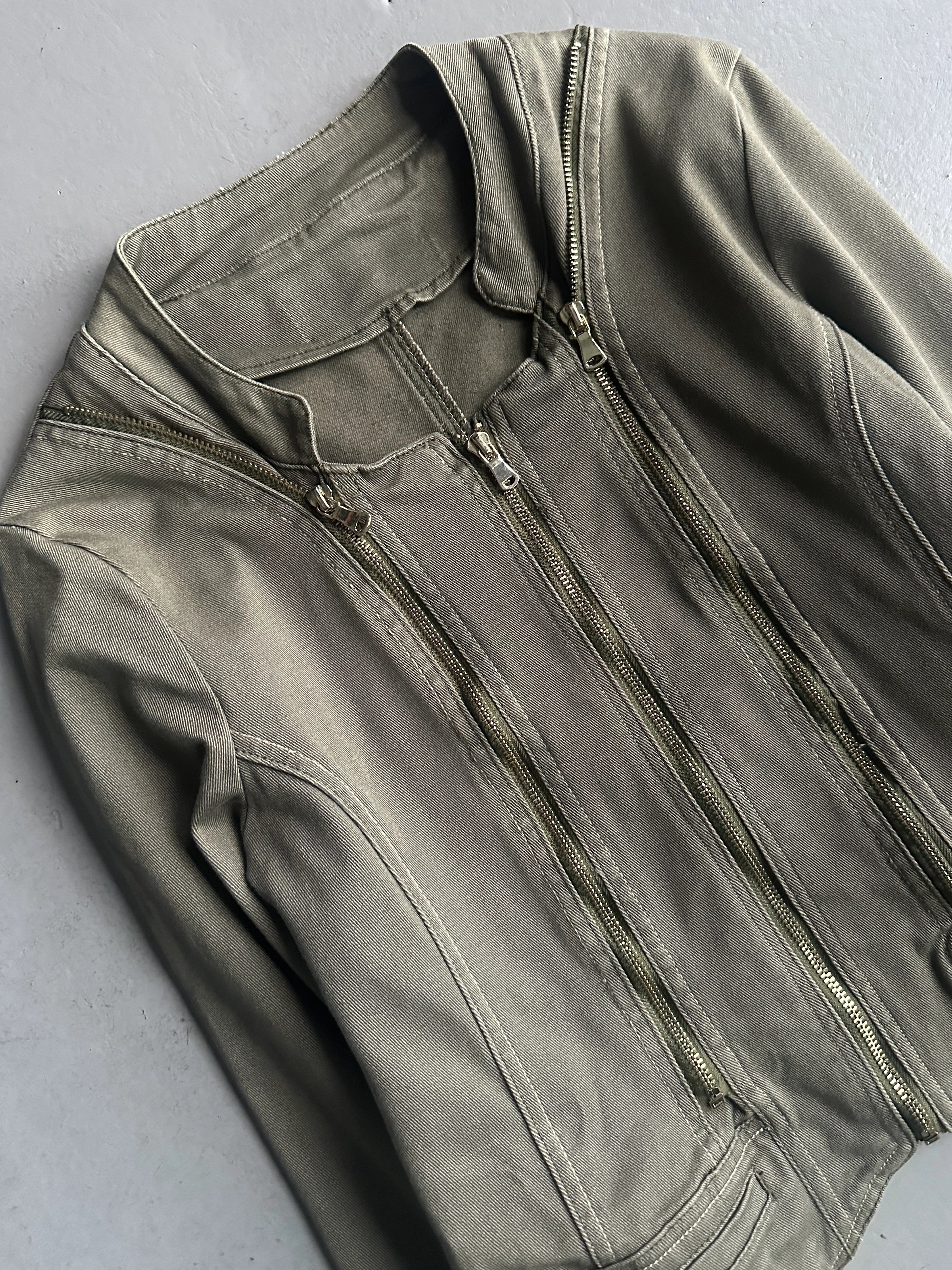 1990s TRIPLE ZIP FRONT CROP FIT JACKET