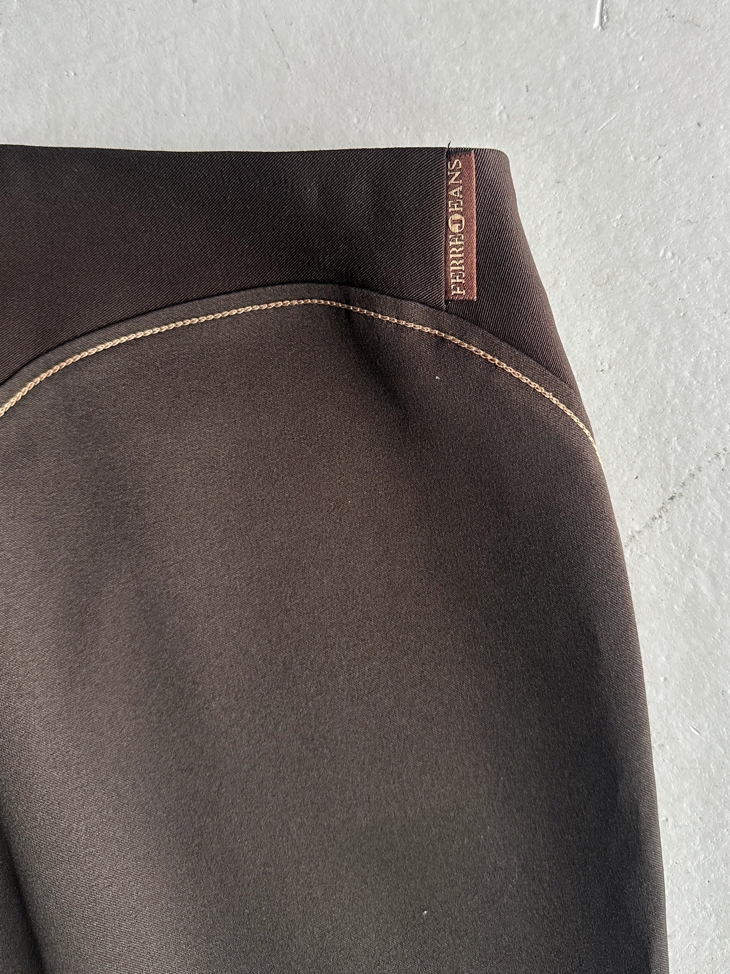 GIANFRANCO FERRÉ - 1990s SAMPLE EMBROIDERED TROUSERS WITH FLARED HEMS