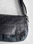 YOHJI YAMAMOTO Y'SACCS - late 1990s-2000s NYLON MESSENGER BAG WITH LEATHER FRONT PANEL