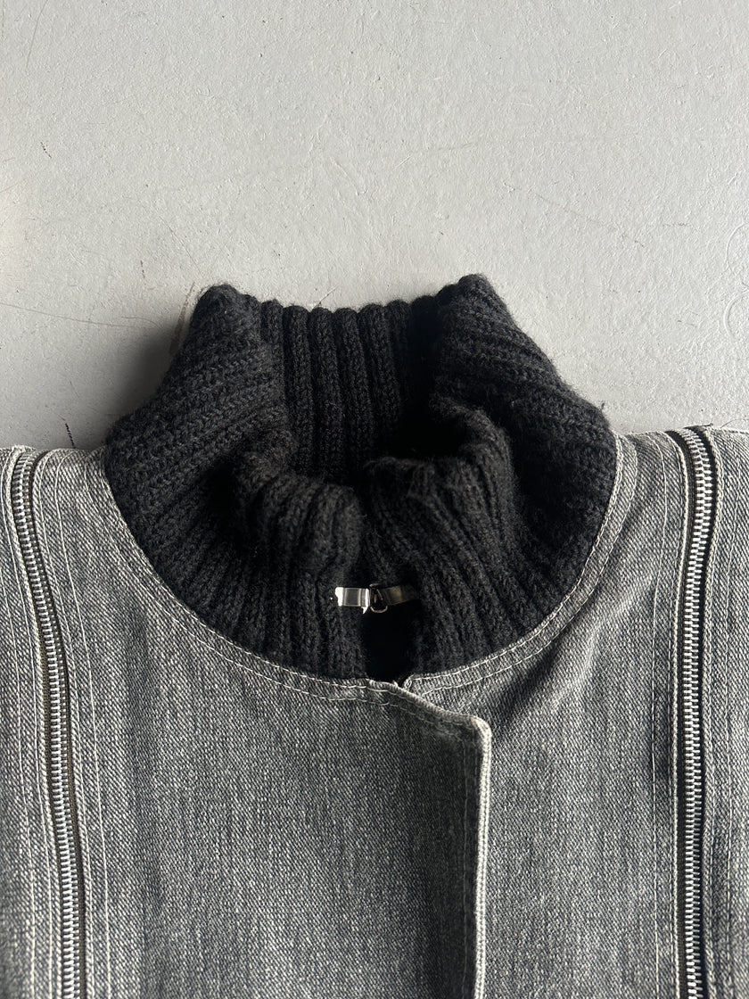 ITALIAN LABEL 1980s 2 IN 1 BOXY FIT DENIM BOMBER JACKET GILET